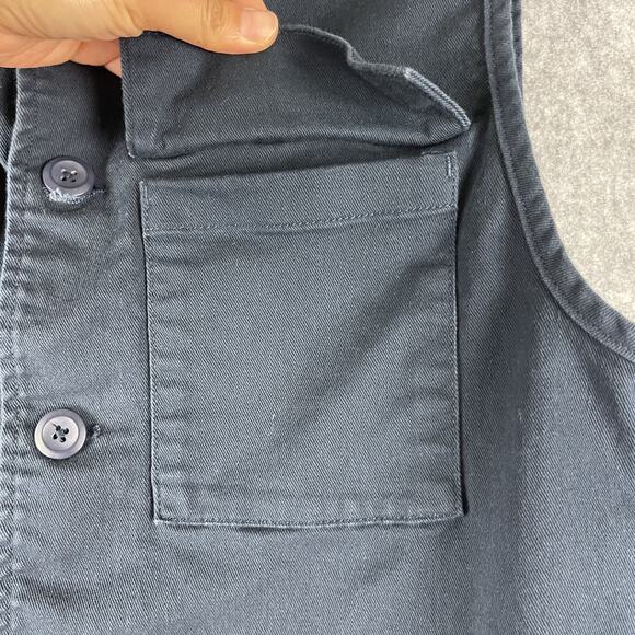 Produkt Jacket Vest Mens Large Blue Twill Cotton Button Hipster Utility Stretch - Picture 4 of 12